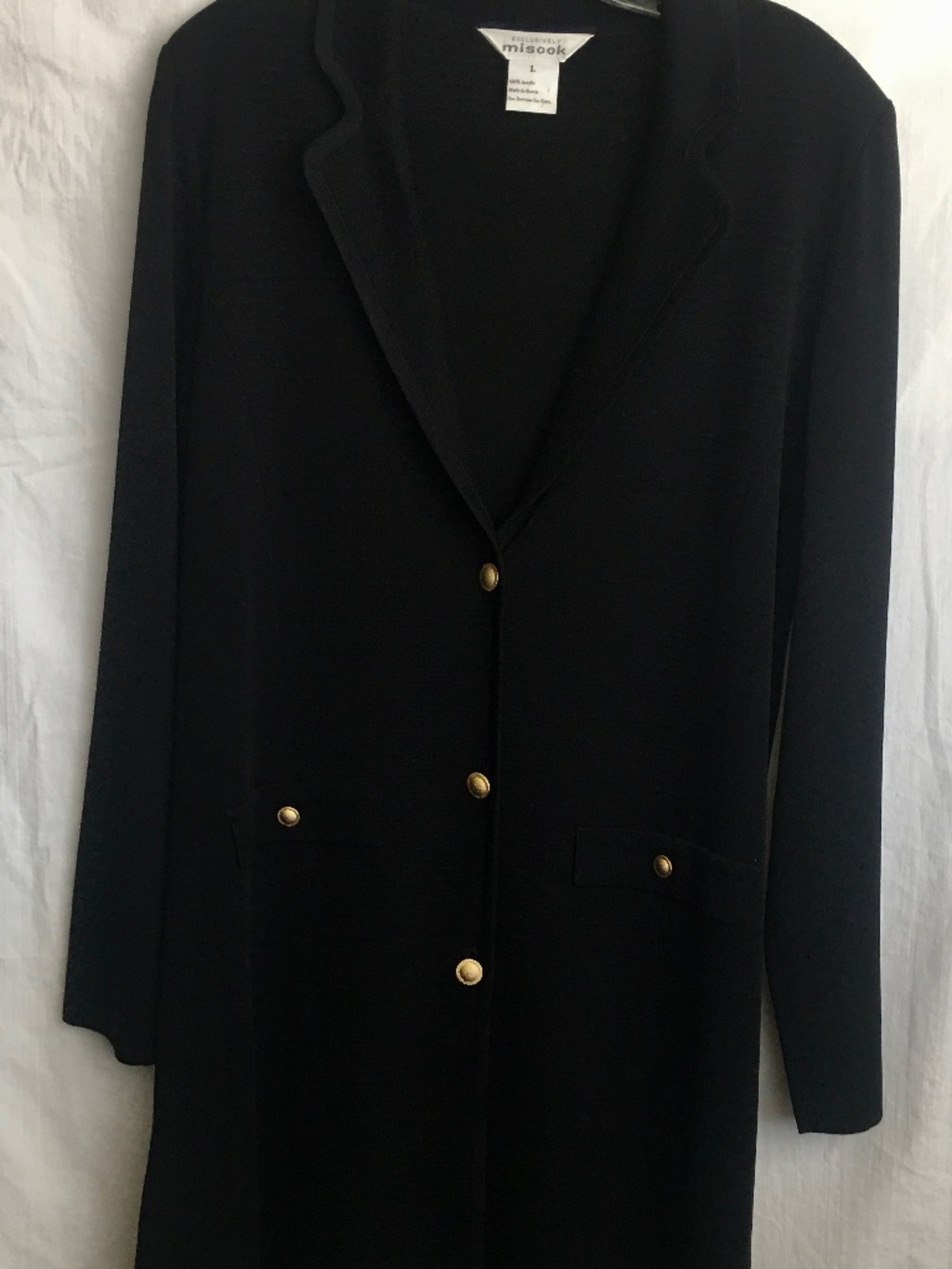 Misook Long Cardigan Jacket Duster Size L